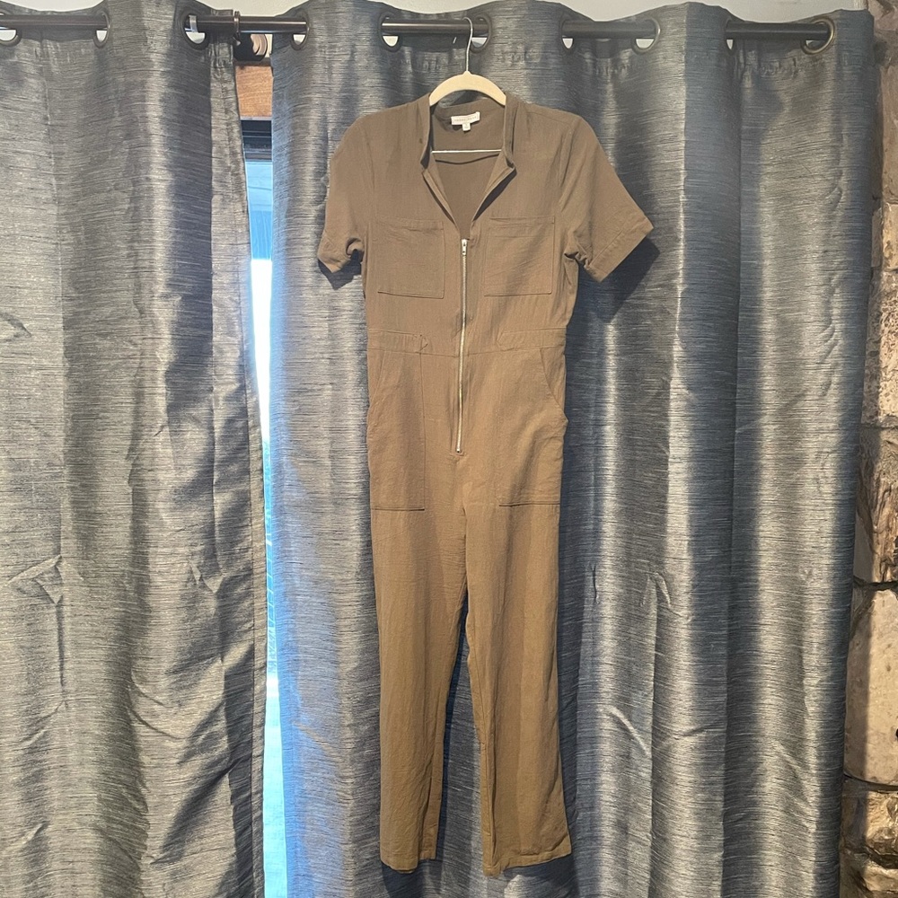 Olive green utility style jumpsuit